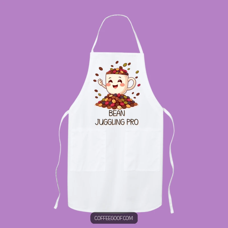 Funny Coffee Bean Juggling Mug Apron - Hilarious Kitchen Wear for Baristas