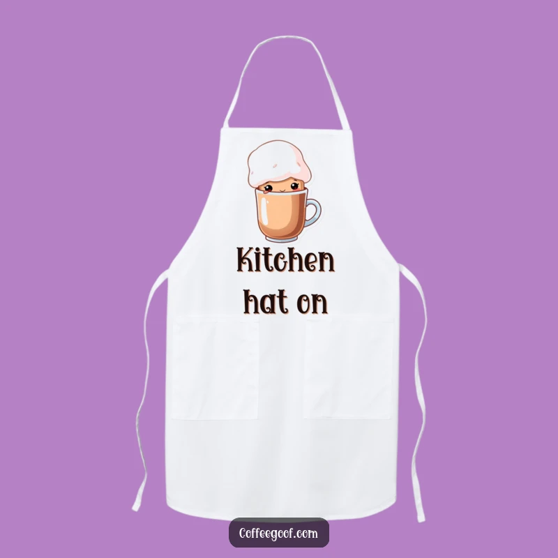 Funny Cocoa Marshmallow Hat Apron - Whimsical Cartoon Kitchen Gift