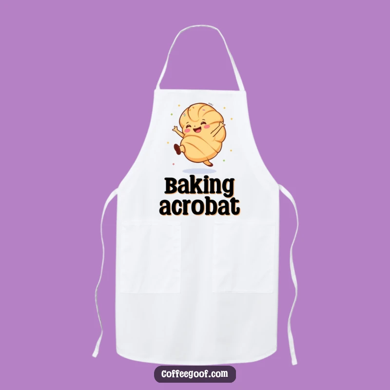 Funny Croissant Apron: Cartwheeling Pastry, Hilarious Kitchen Attire Gift