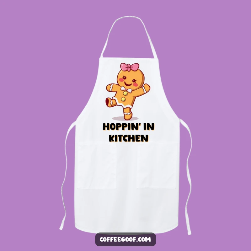 Funny Gingerbread Cookie Hop Apron - Cheerful Cartoon Baking Gift