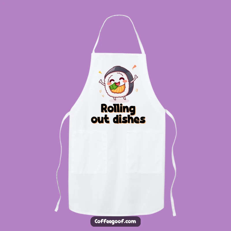 Funny Sushi Roll Apron: Chef Spinning Design, Humorous Kitchen Gift