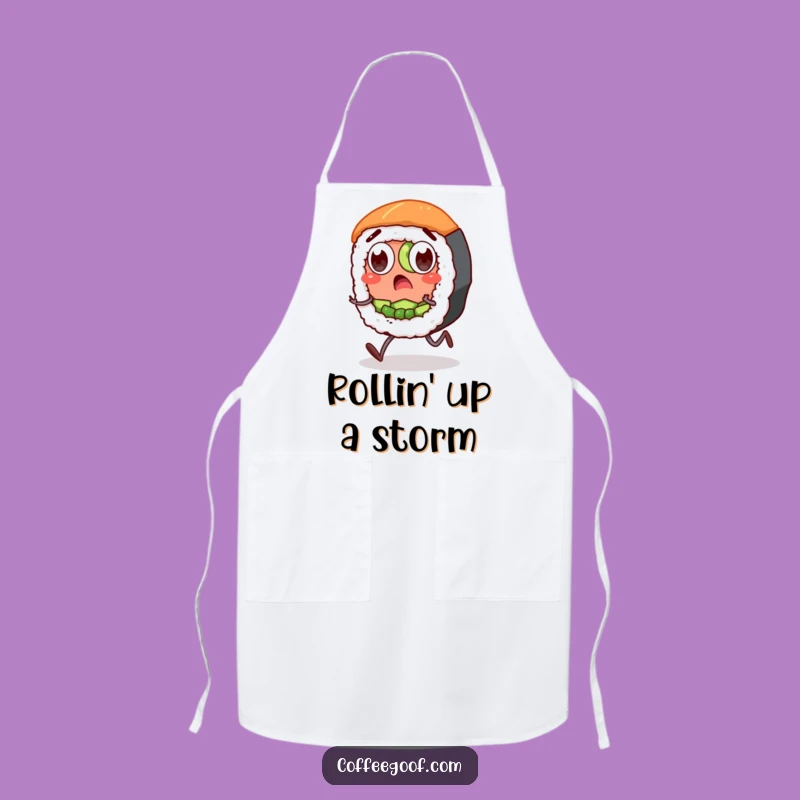 Funny Sushi Apron: Surprised Roll Character, Hilarious Kitchen Gift for Chefs