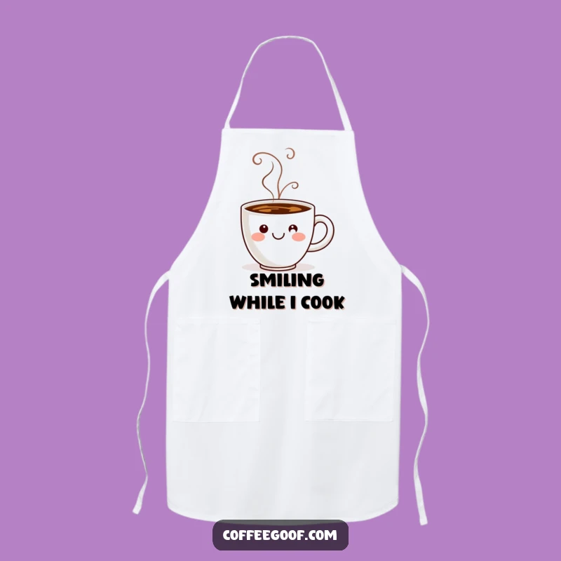 Funny Coffee Cup Smiley Apron: Kitchen Steam Design, Perfect Chef Gift!