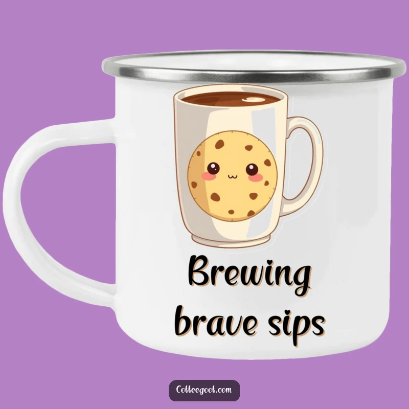 Funny Shy Cookie Camping Mug: Enjoy Drinks with a Sweet Treat