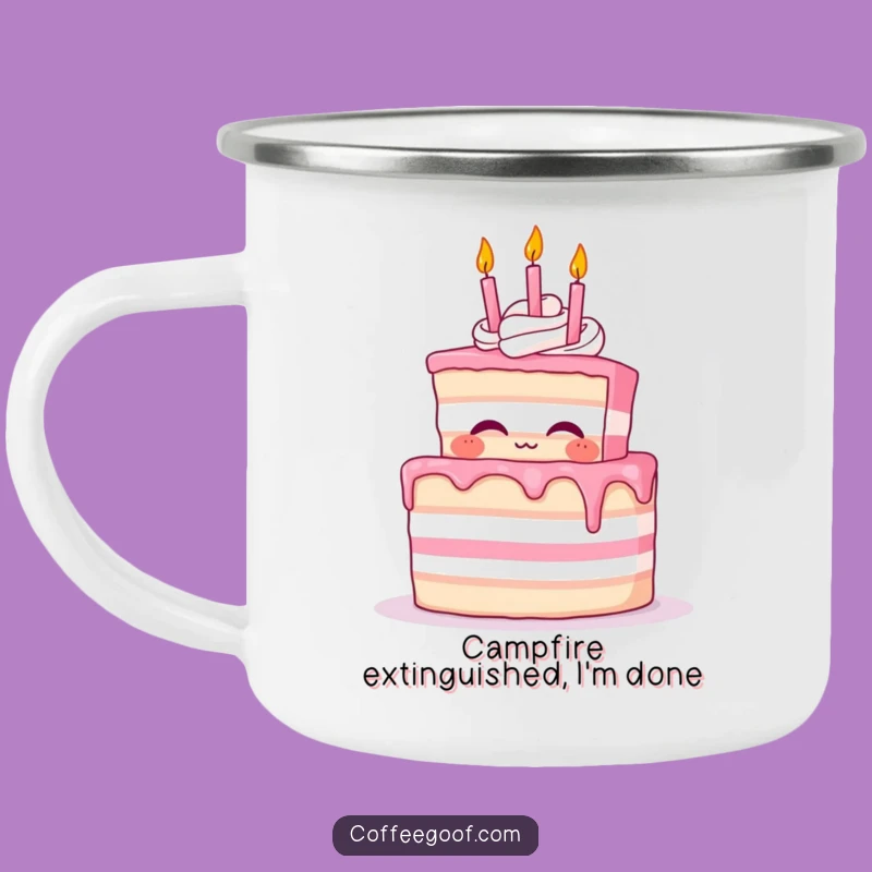 Durable Funny Cake Camping Mug - Proud Character Adventures, Top Funny Gift!