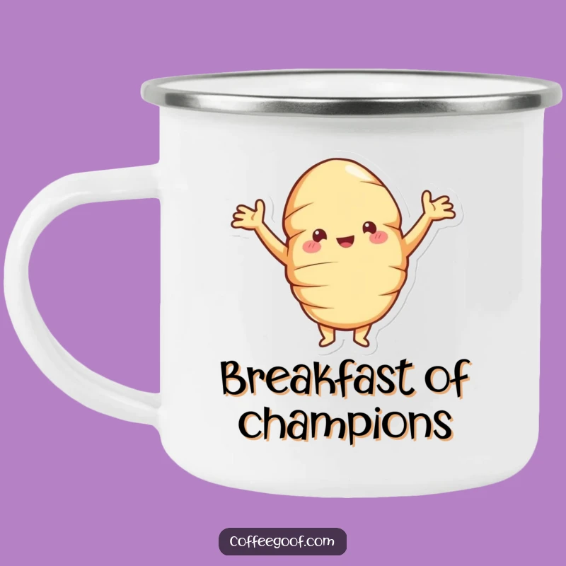 Funny Croissant Camping Mug: Adventure-Ready Pastry for Outdoor Fun