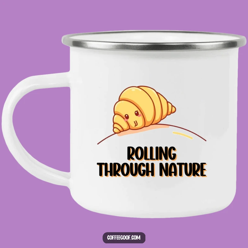 Funny Croissant Hill Roll Camping Mug: Pastry Adventure, Durable Funny Gift
