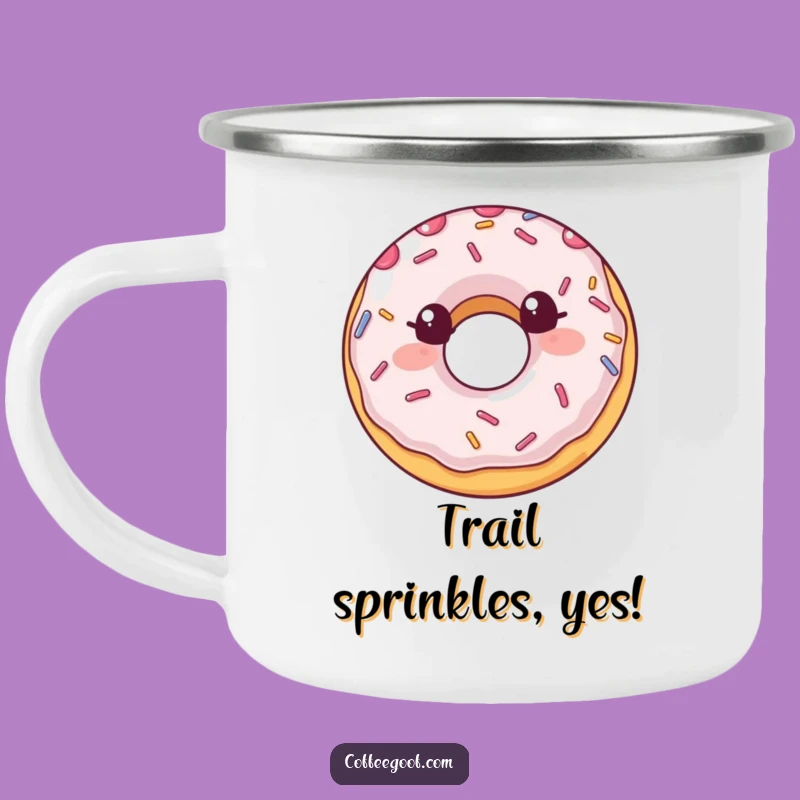 Funny Donut Camping Mug: Smiling Sprinkles for Sweet Outdoor Fun Funny Gift