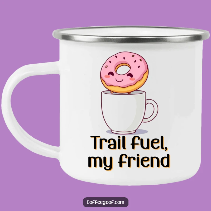 Funny Donut Leap Camping Mug - Hilarious Outdoor Treat Holder