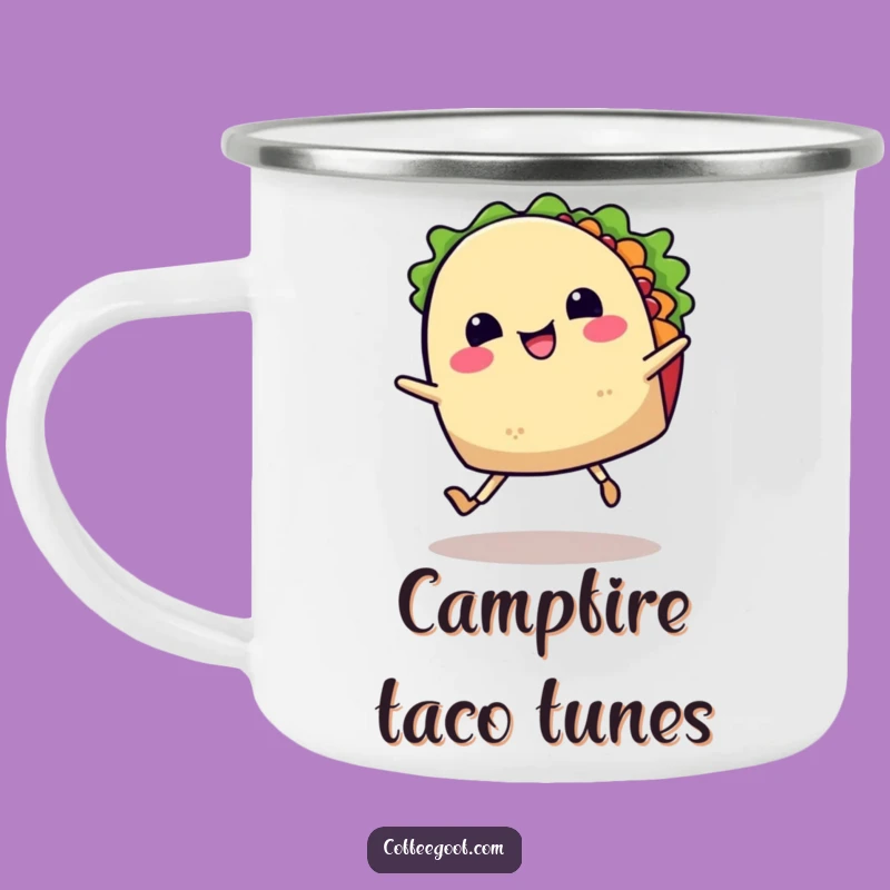 Funny Happy Taco Jig Camping Mug: Fiesta Fun, Durable Humorous Cup