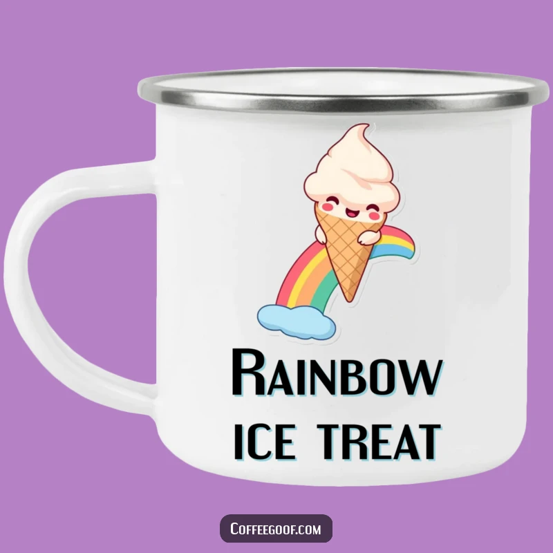 Funny Ice Cream Rainbow Camping Mug: Sweet Adventures on the Go, Perfect Gift