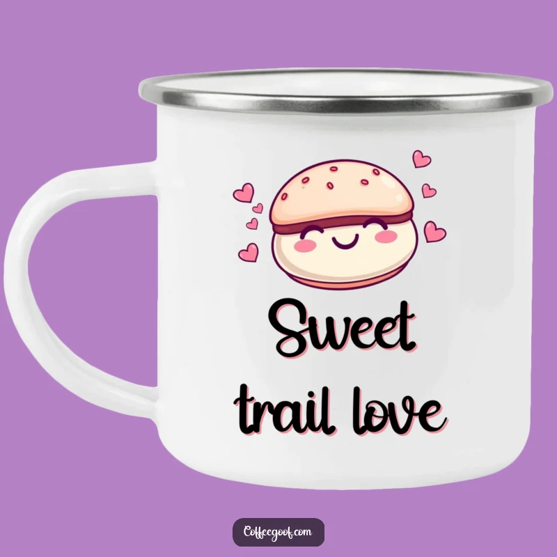 Funny Macaroon Hearts Camping Mug - Sweet Cartoon Adventure Gift