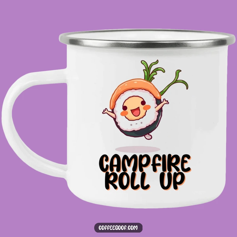 Funny Sushi Camping Mug: Cartwheel Roll, Outdoor Foodie Gift