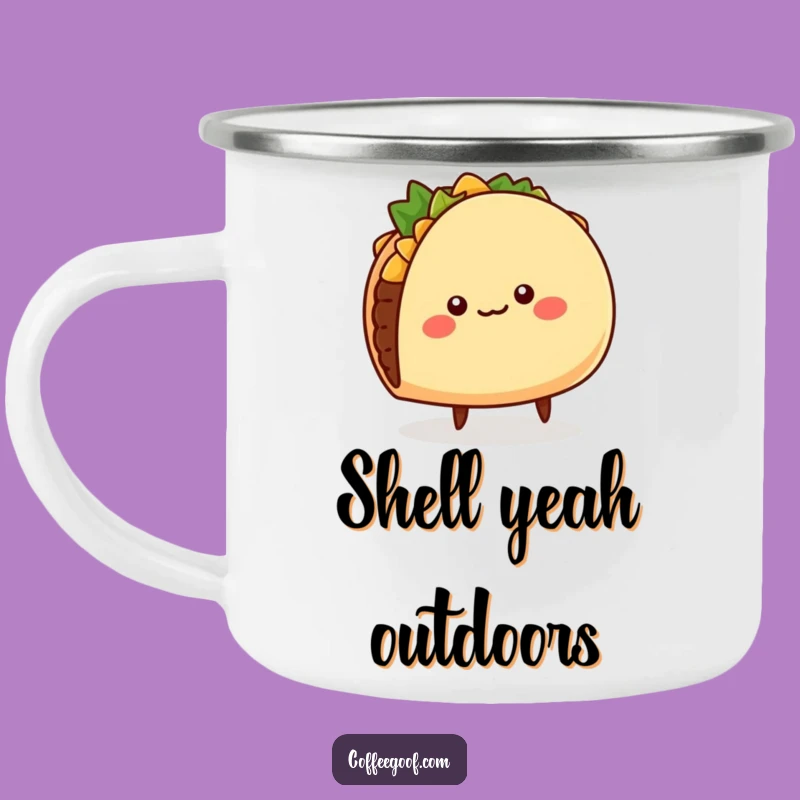 Funny Taco Camping Mug: Wiggling Taco Character, Humorous Outdoor Adventure Gift