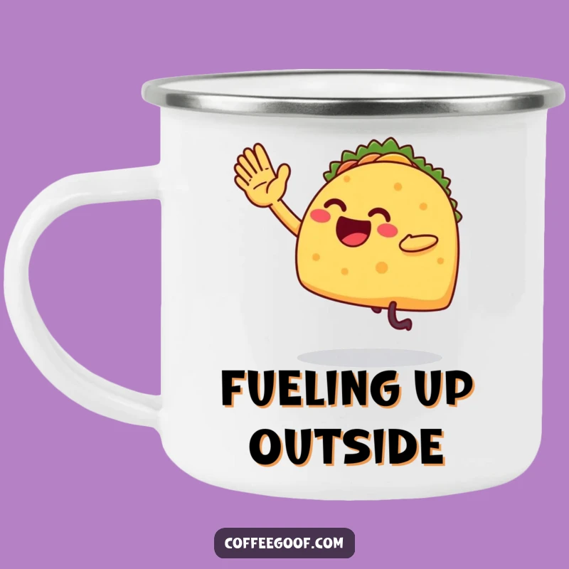 Funny Taco High-Five Camping Mug - Hilarious Outdoor Fiesta Companion