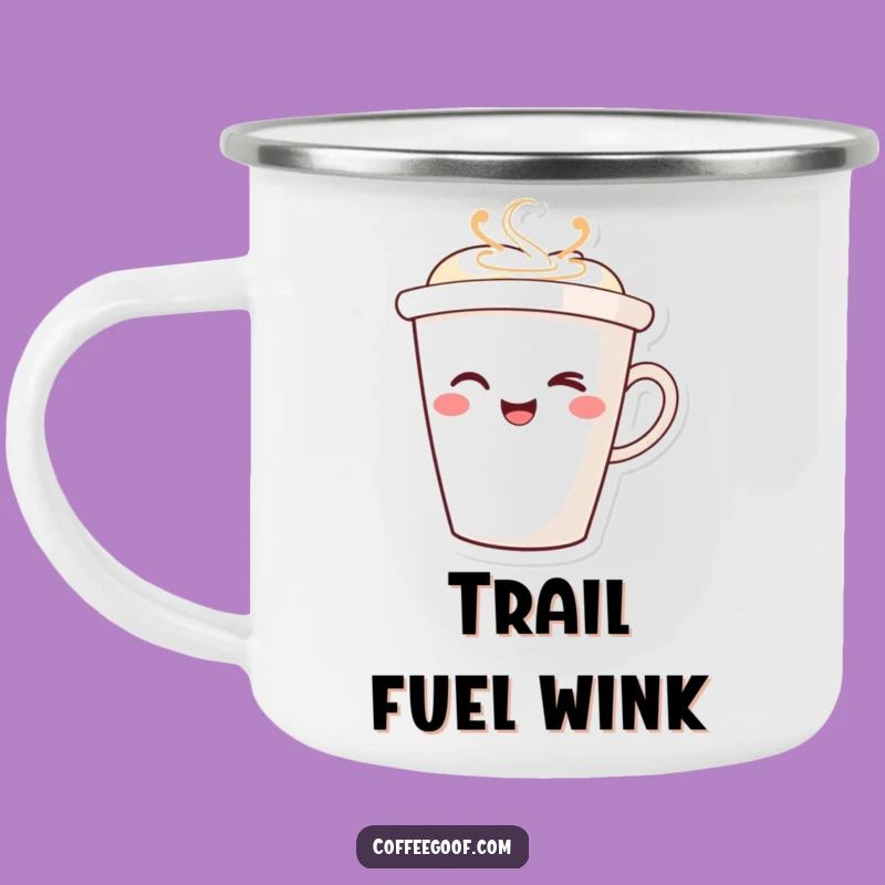 Funny Winking Coffee Cup Camping Mug: Durable & Playful Outdoor Drinkware