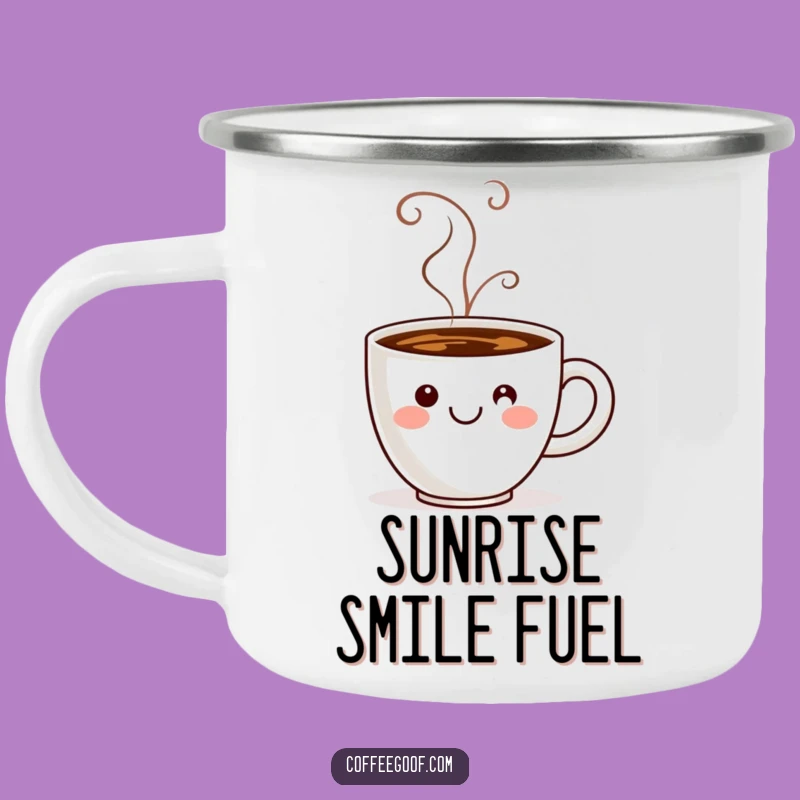 Funny Coffee Cup Smiley Camping Mug: Outdoor Steam Design, Perfect Camp Gift!