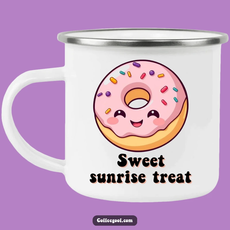 Funny Donut Camping Mug: Sturdy Smiling Sprinkles Design, Outdoor Treat Gift