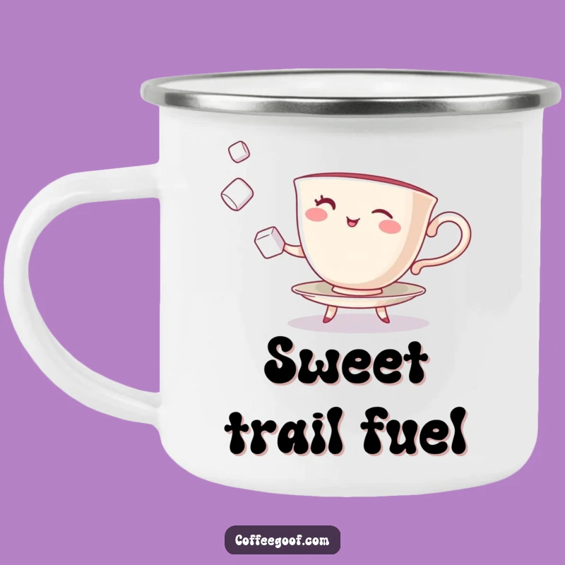 Funny Teacup Camping Mug: Winking Juggler, Playful & Durable Outdoor Gift
