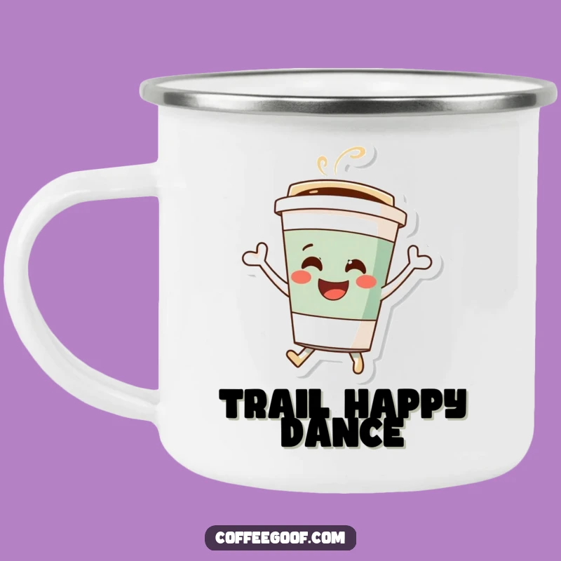 Funny Coffee Cup Camping Mug: Cheerful Bouncing Character, Rugged & Hilarious, Your Go-To Funny Gift!