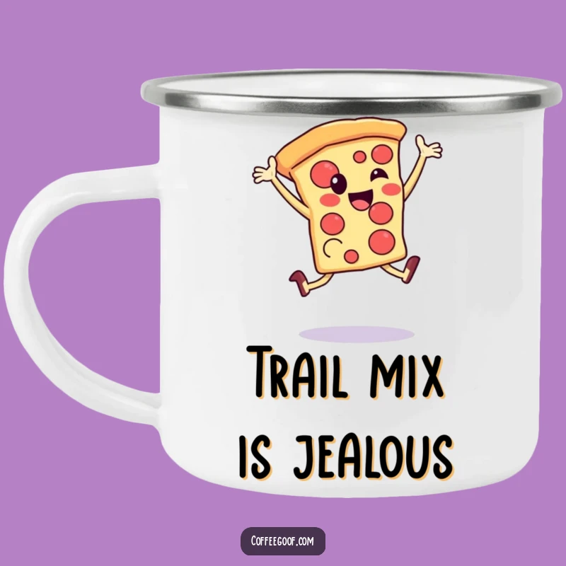 Funny Pizza Leap Camping Mug: Durable Slice Cup, Outdoor Gift