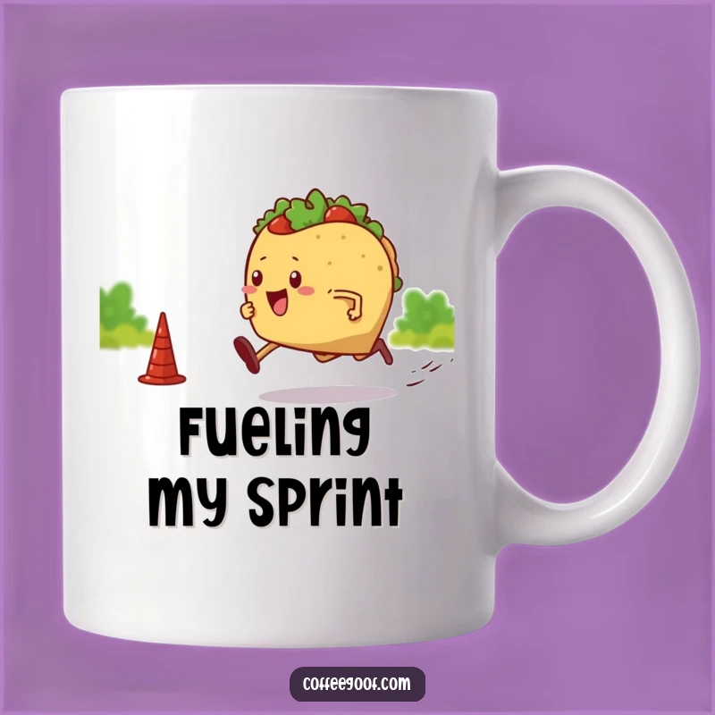 Funny Taco Mug: Sprinting Fiesta Design, Quirky Drinkware, Perfect Funny Gift for Runners