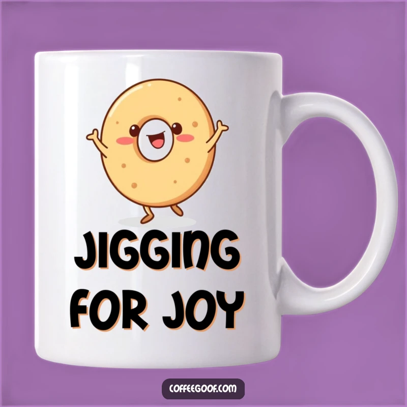 Funny Bagel Character Mug: Happy Jig, Cheerful Breakfast Gift for Carb Lovers