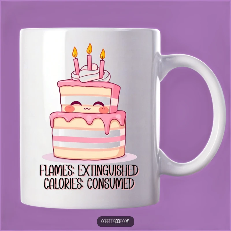 Funny Cake Birthday Mug - Proud Cake Character Blowing Candles, Perfect Funny Gift!