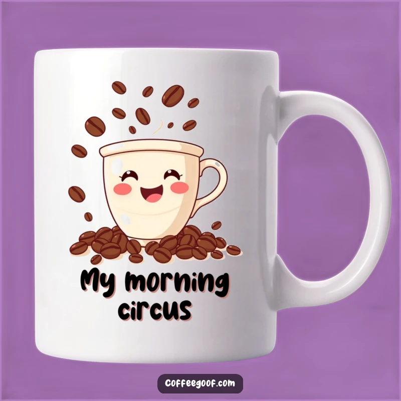 Funny Coffee Cup Juggling Mug: Caffeine Bean Humor Gift