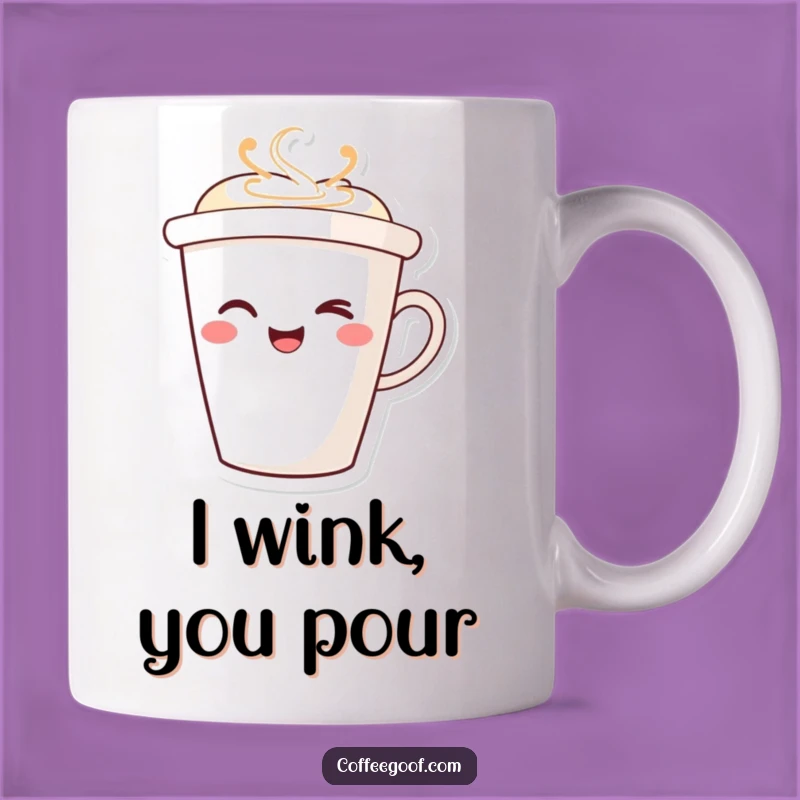 Funny Coffee Cup Mug: Playful Winking Character, Perfect Morning Brew Gift