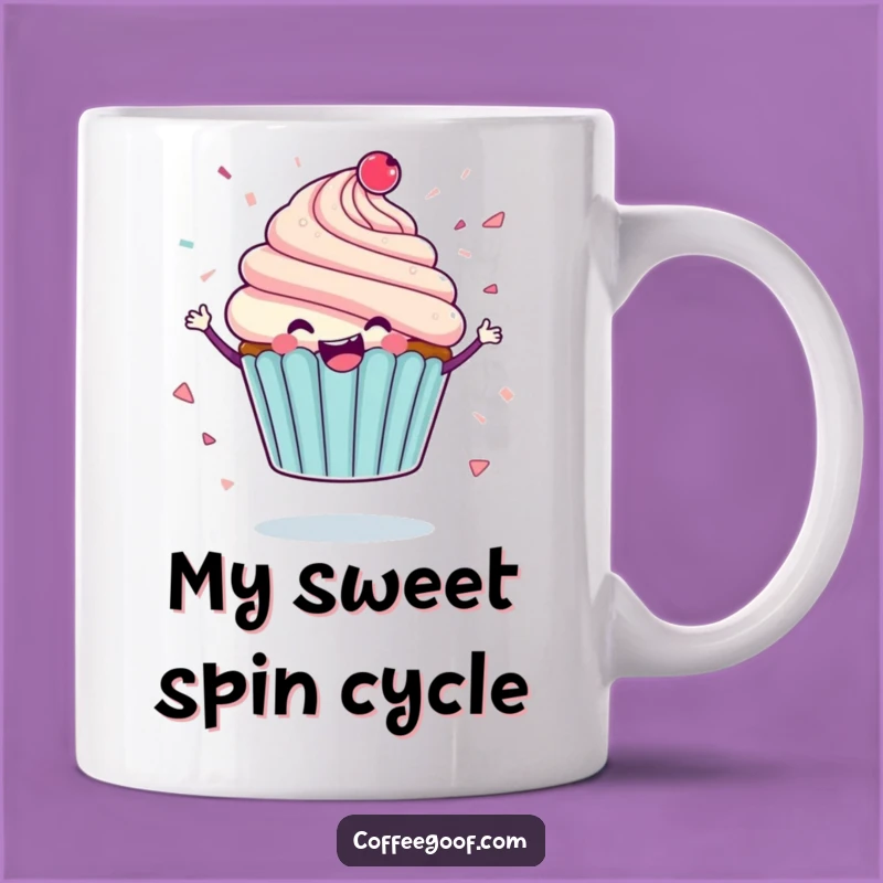 Funny Cupcake Character Mug: Icing Confetti Delight, Perfect Humorous Gift