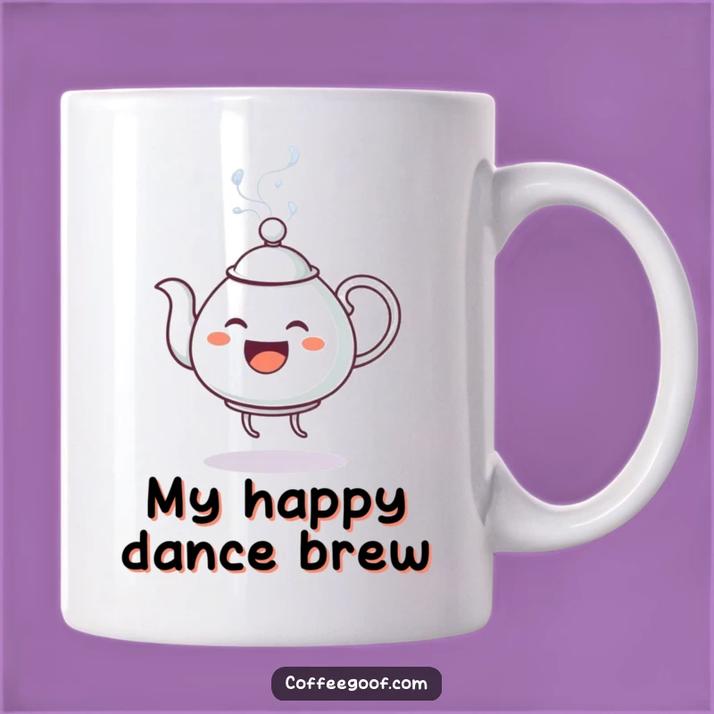 Funny Dancing Teapot Mug: Enthusiastic Steaming Water Character Design, Perfect Gift