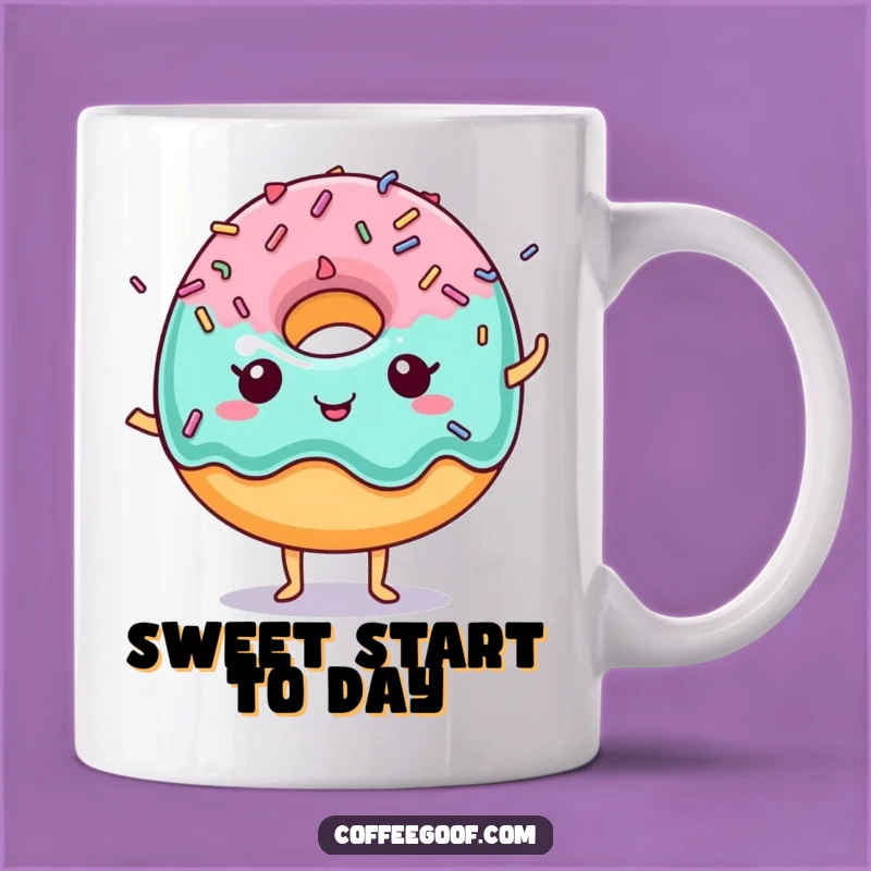 Funny Donut Character Mug: Dancing Sprinkles, Sweet Gift for Pastry Lovers