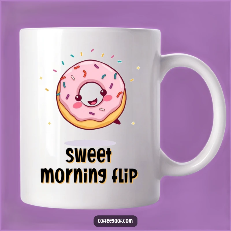Funny Donut Mug: Cartwheeling Treat Design, Sweet Drinkware, Perfect Funny Gift