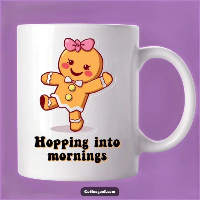 Funny Gingerbread Cookie Hop Mug - Cheerful Cartoon Character Gift