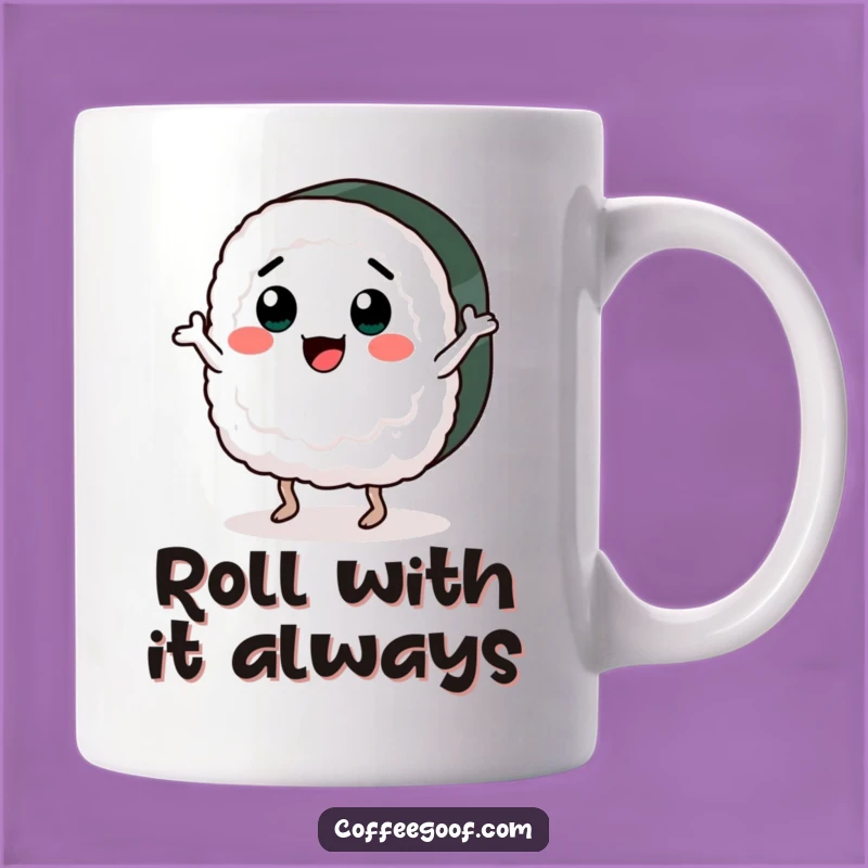 Funny Sushi Mug: Dancing Nigiri Design, Quirky Drinkware, Perfect Funny Gift for Foodies