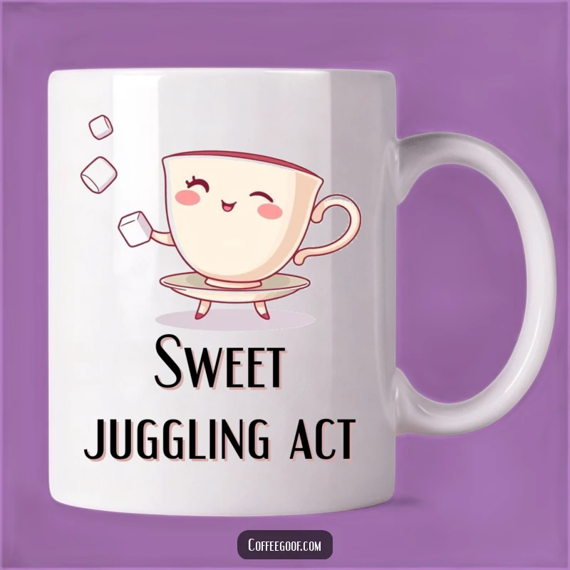 Funny Teacup Character Mug: Winking Juggler, Playful Tea Time Gift