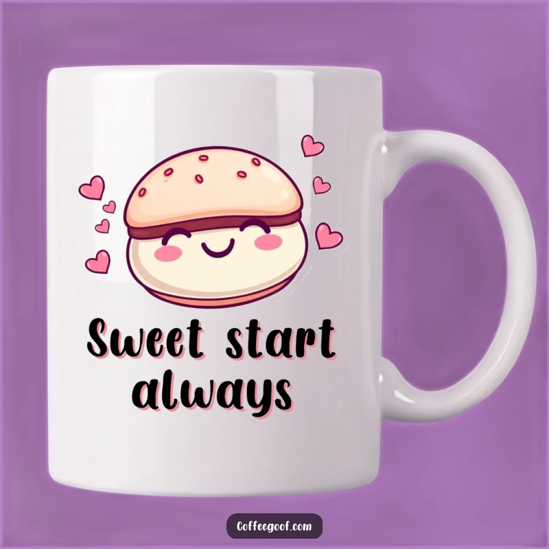 Funny Macaroon Hearts Mug - Sweet Cartoon Character Gift for Dessert Lovers