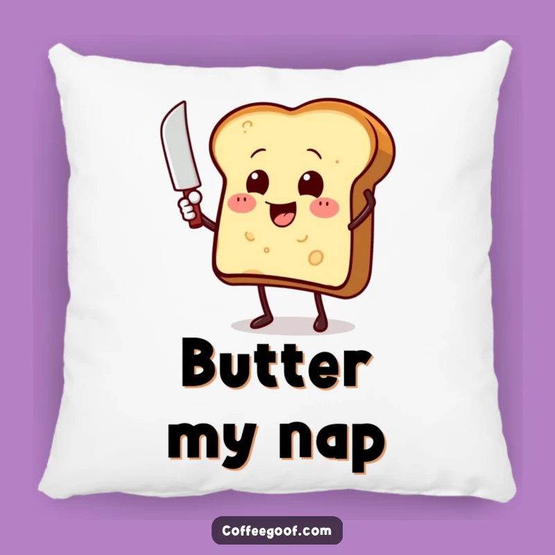Funny Toast Butter Knife Pillow - Cute Cartoon Character Accent Pillow Gift