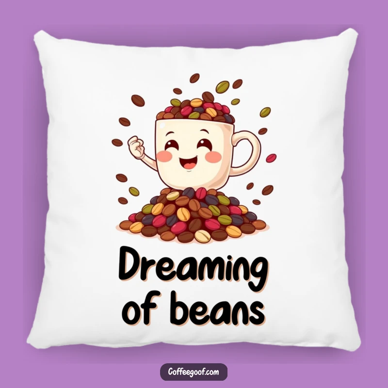 Comfy Funny Coffee Mug Juggling Beans Pillow - Hilarious Decor Accent