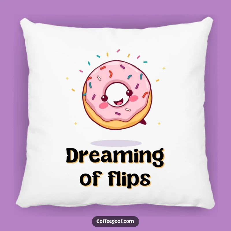 Funny Pillow: Cartwheeling Donut Design, Soft Cushion, Perfect Funny Gift for Treat Lovers