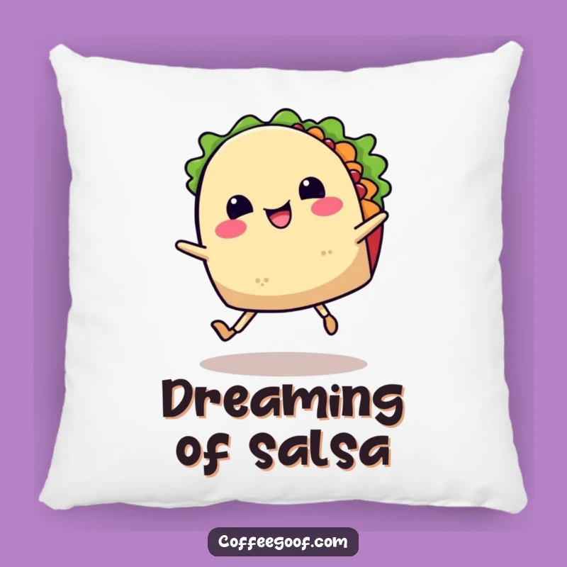 Funny Happy Taco Jig Pillow: Cozy Fiesta Accent, Cheerful Food Decor, Humorous Gift