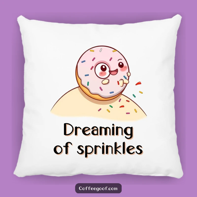 Funny Donut Rolling Hill Pillow: Giggling Character Spills Sprinkles - Cozy Comfort Gift