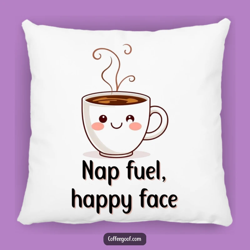 Funny Coffee Cup Smiley Pillow: Soft Steam Design, Perfect Comfort Gift!
