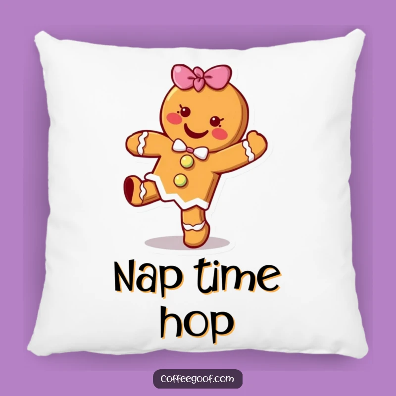 Funny Gingerbread Cookie Hop Pillow - Cozy Cartoon Character Cushion Gift