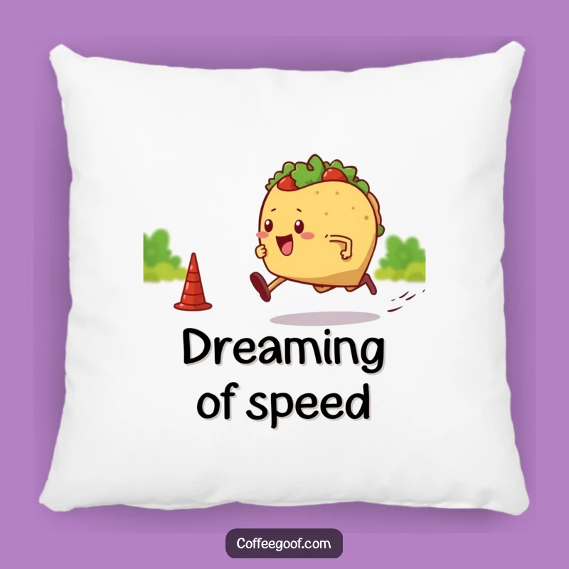 Funny Pillow: Sprinting Taco Design, Soft Cushion, Perfect Funny Gift for Comfort