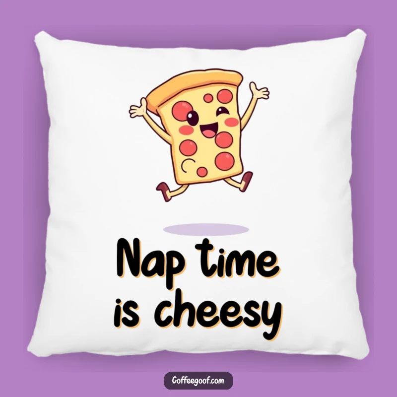 Funny Pizza Leap Pillow: Cozy Happy Slice Accent, Comfort Gift