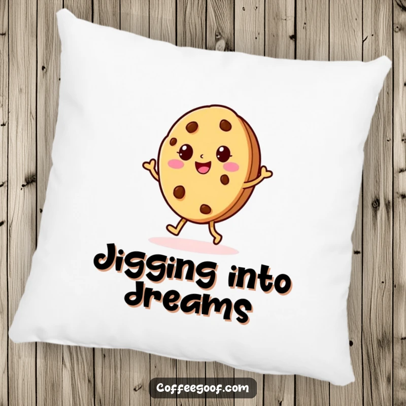 Funny Cookie Jig Pillow with a cheerful baked cookie character doing a jig, offering comfort and a dose of sweet, playful humor.