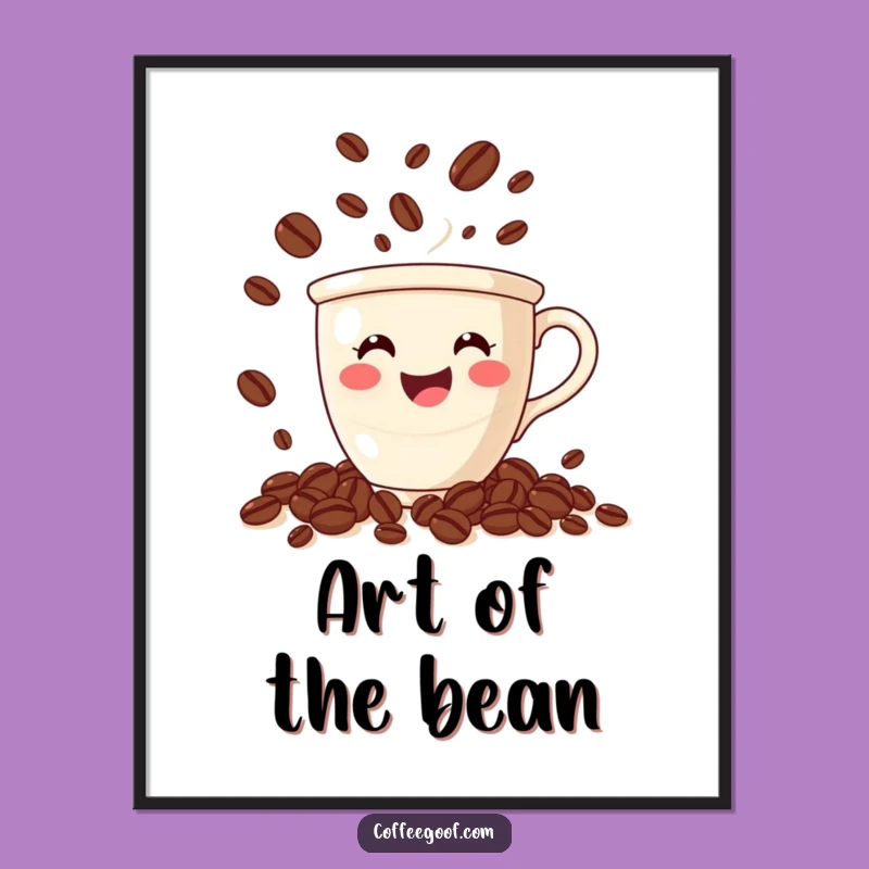 Funny Coffee Juggling Digital Print: Bean Art