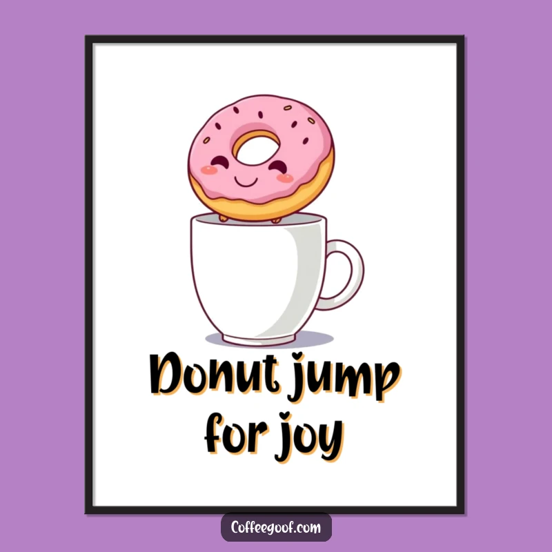 Funny Donut Leap Digital Art - Hilarious Breakfast Decor Print